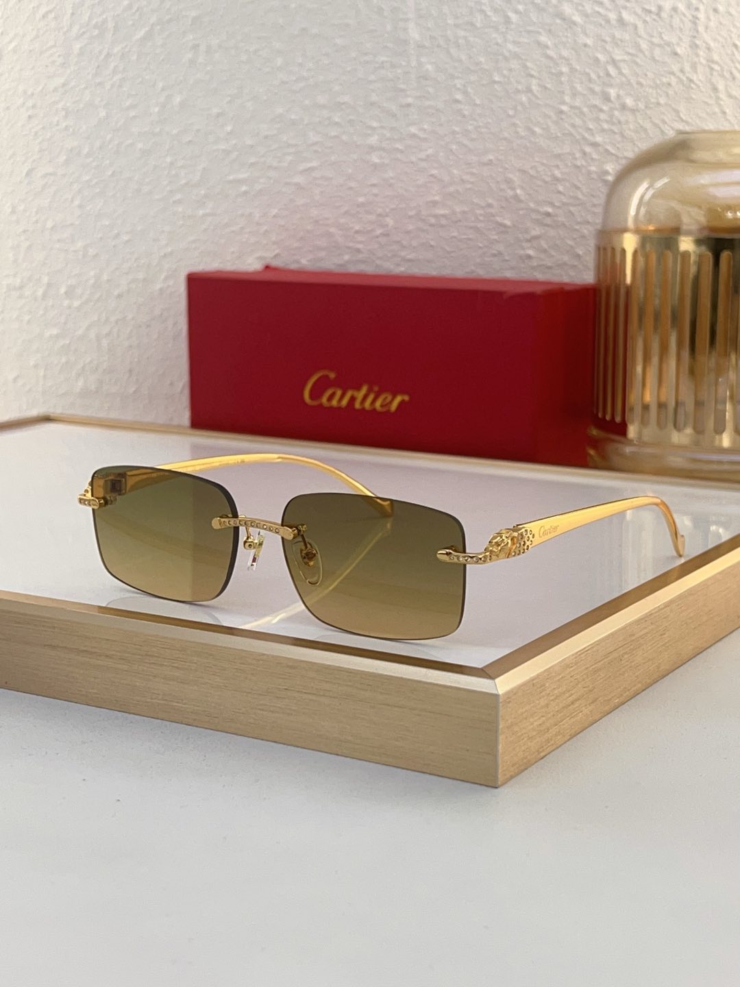 Cartier CT0593S Rimless Rectangular - Shaped Sunglasses