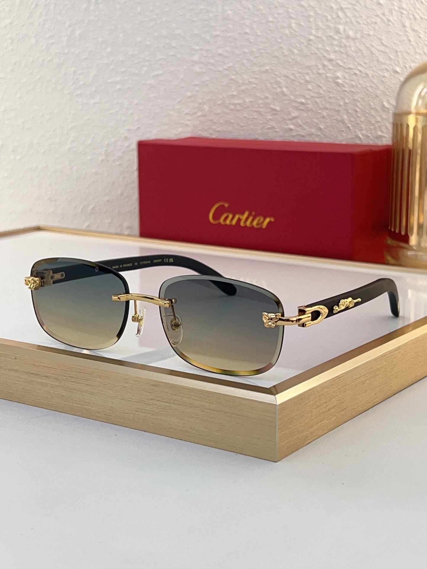 Cartier CT0062S Semi - Rimless Square Sunglasses