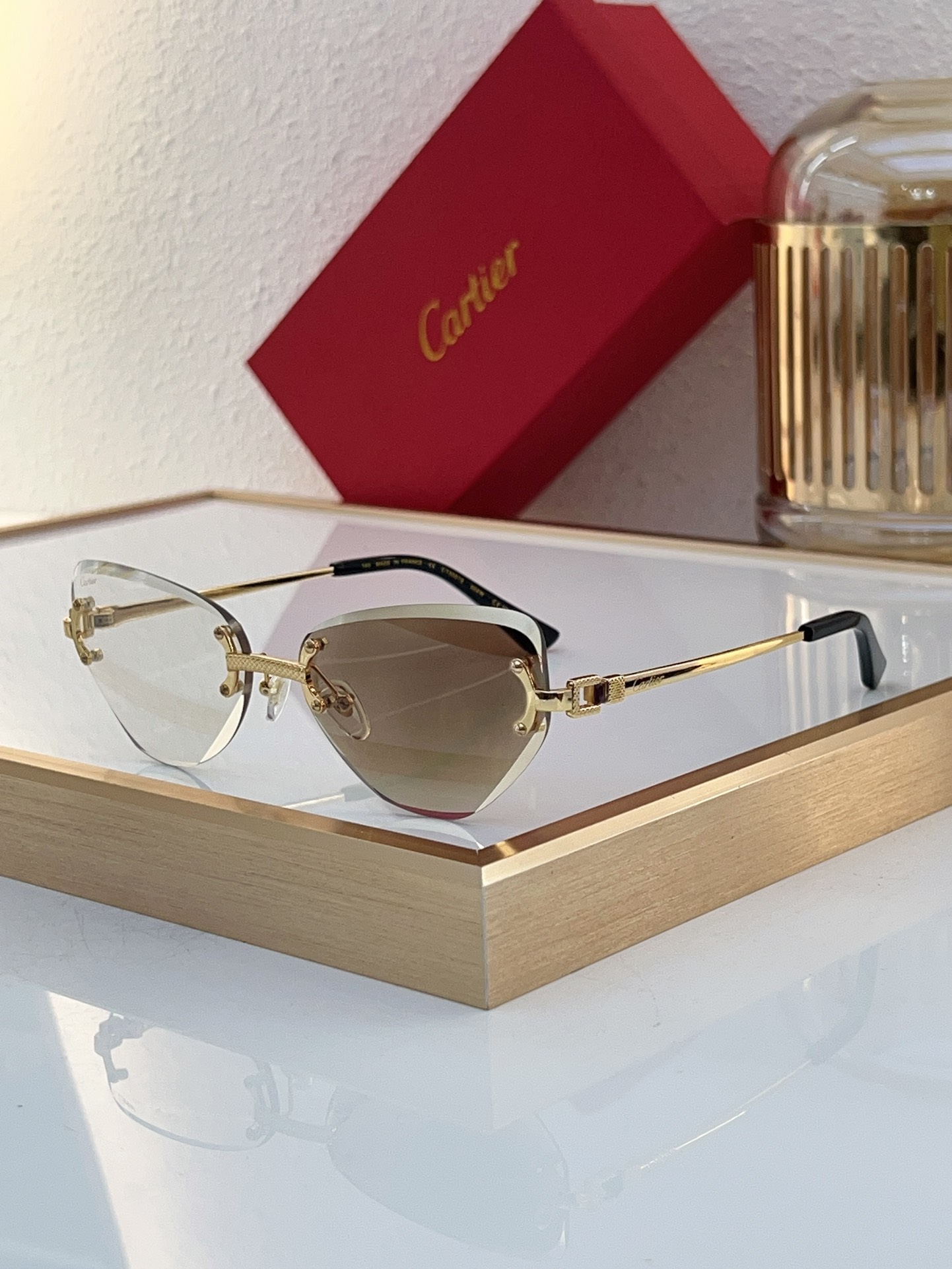Cartier CT0056S Cat - Eye Rimless Sunglasses