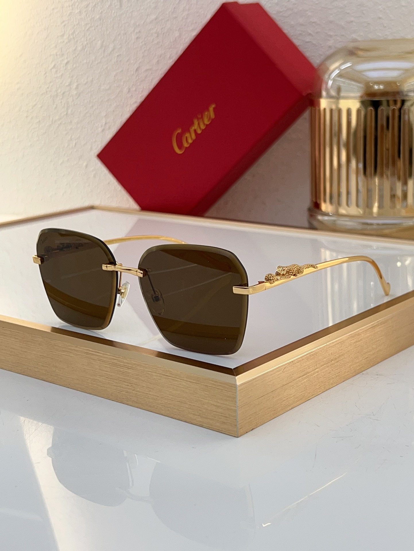 Cartier CT0044S Rimless Square - Shaped Sunglasses