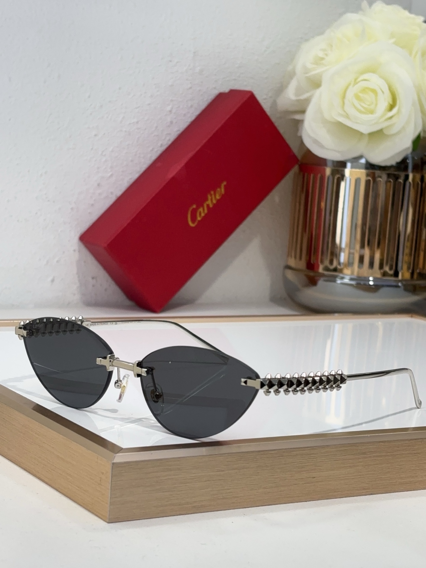 Cartier CT0043S Cat - Eye Metal - Framed Sunglasses