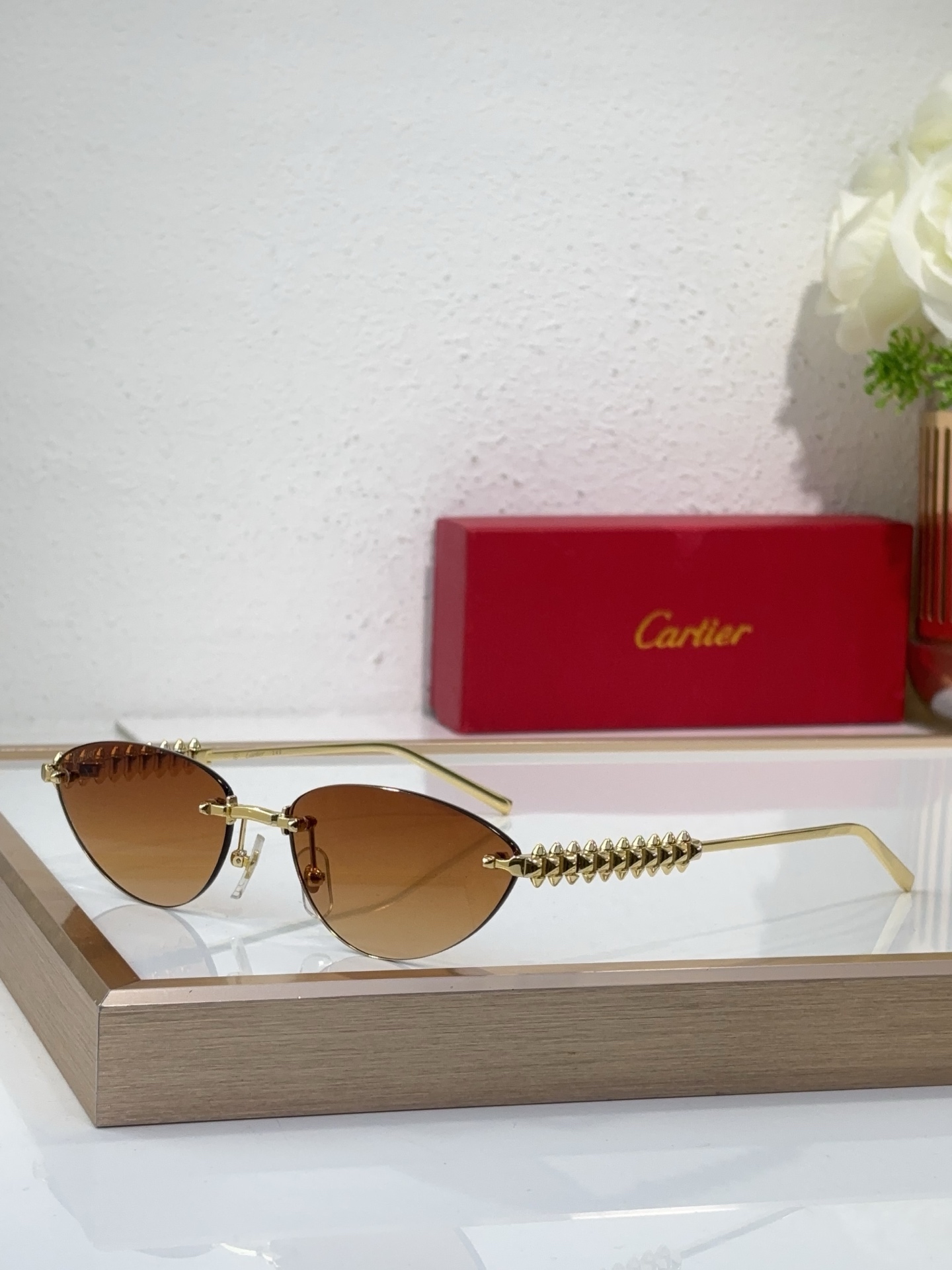 Cartier CT0039S Cat - Eye Shaped Metal - Framed Sunglasses