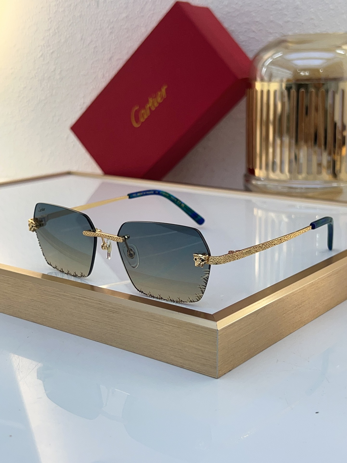 Cartier CT0038S Rimless Square - Shaped Sunglasses
