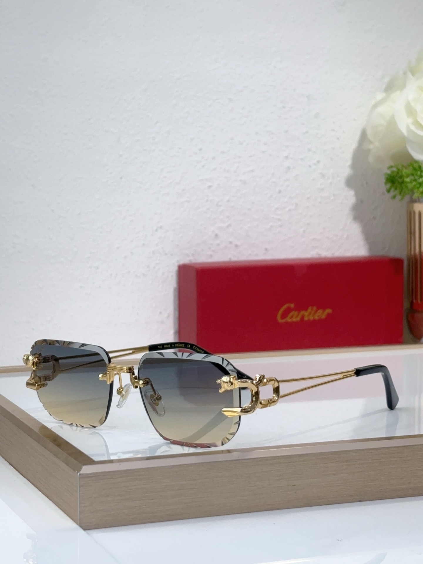 Cartier CT0035S Rimless Irregular - Shaped Sunglasses
