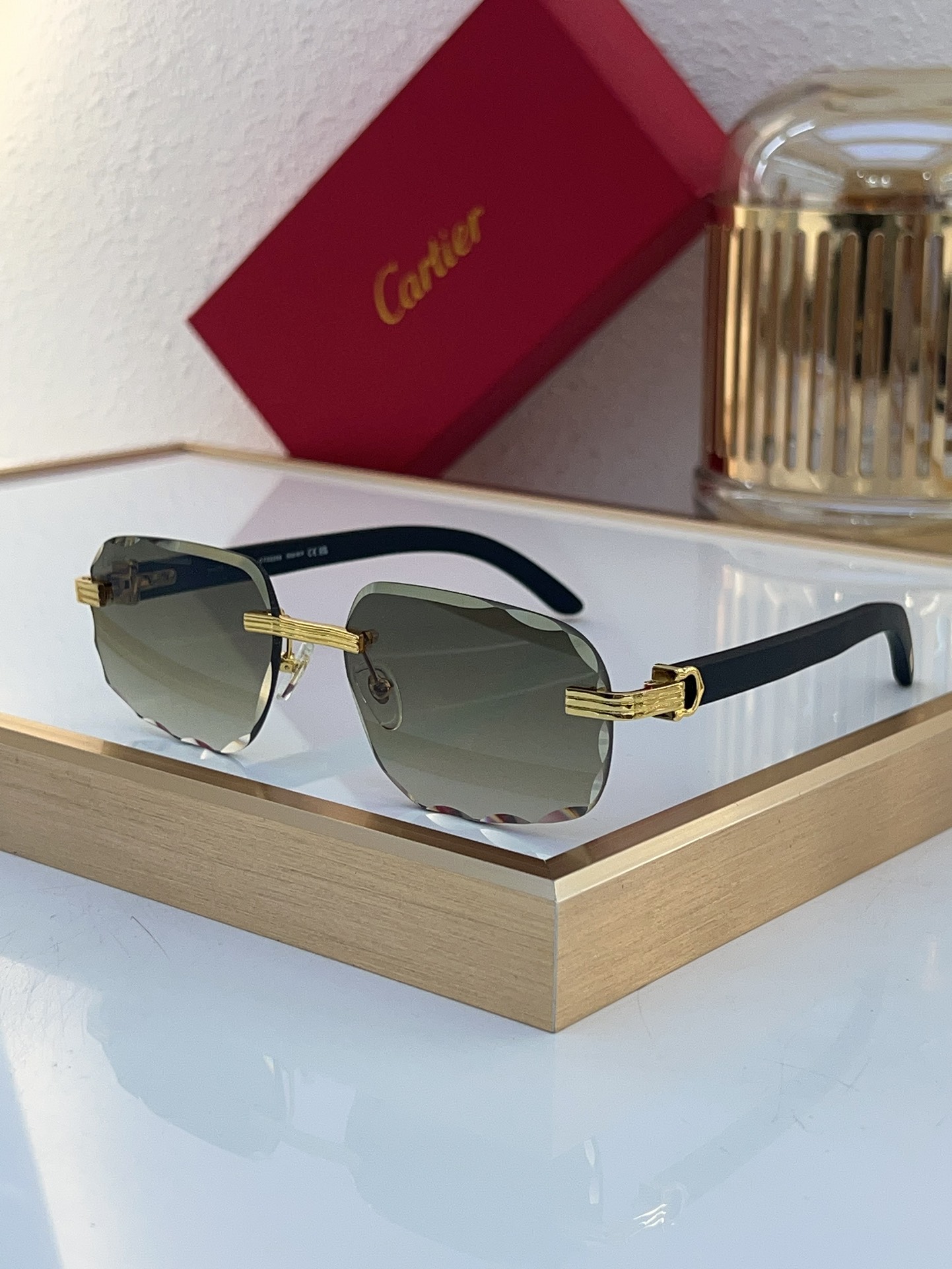Cartier CT0022S Rimless Rectangular Sunglasses