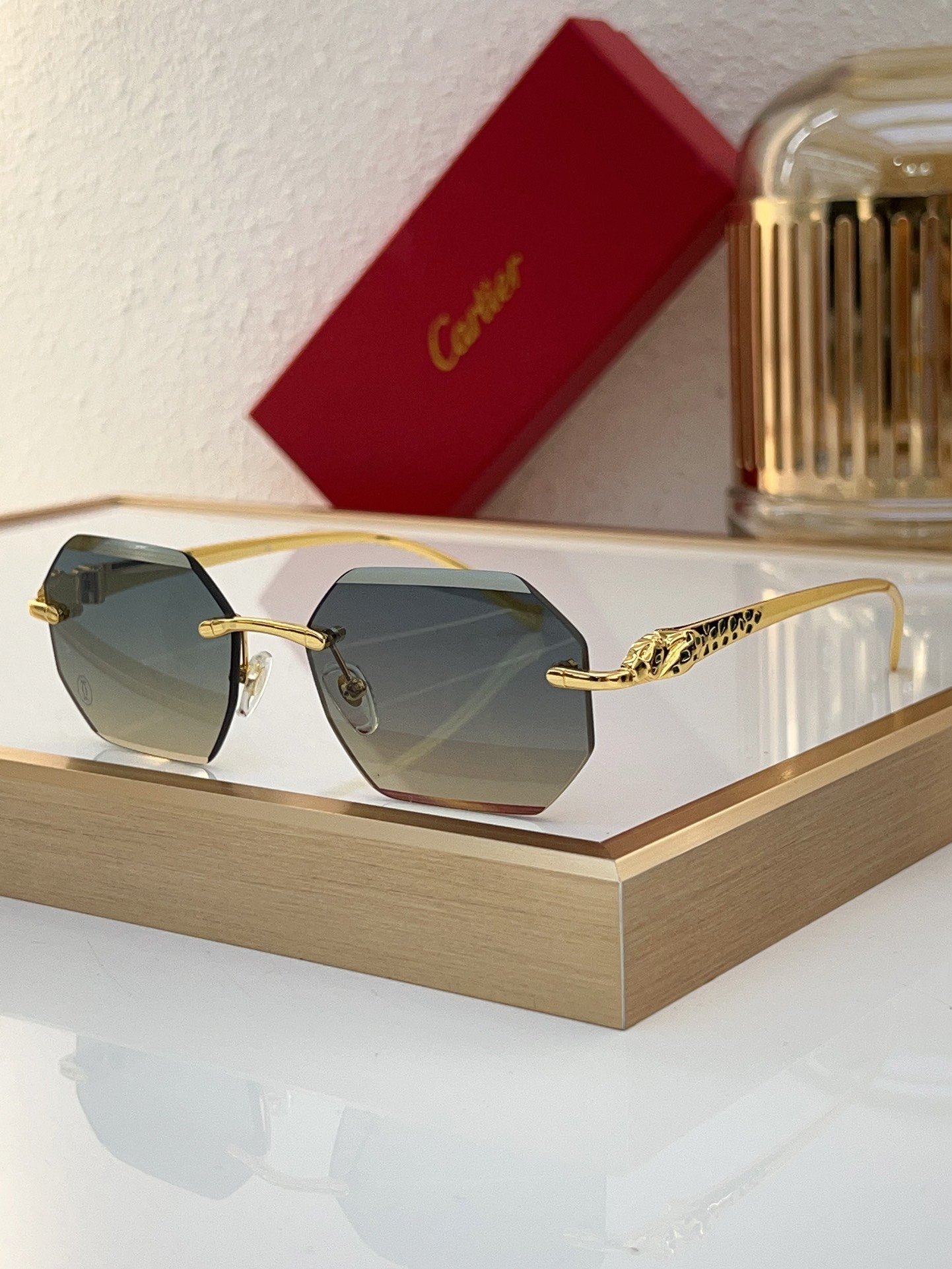 Cartier CT0020S Panthère - Decorated Octagonal Sunglasses