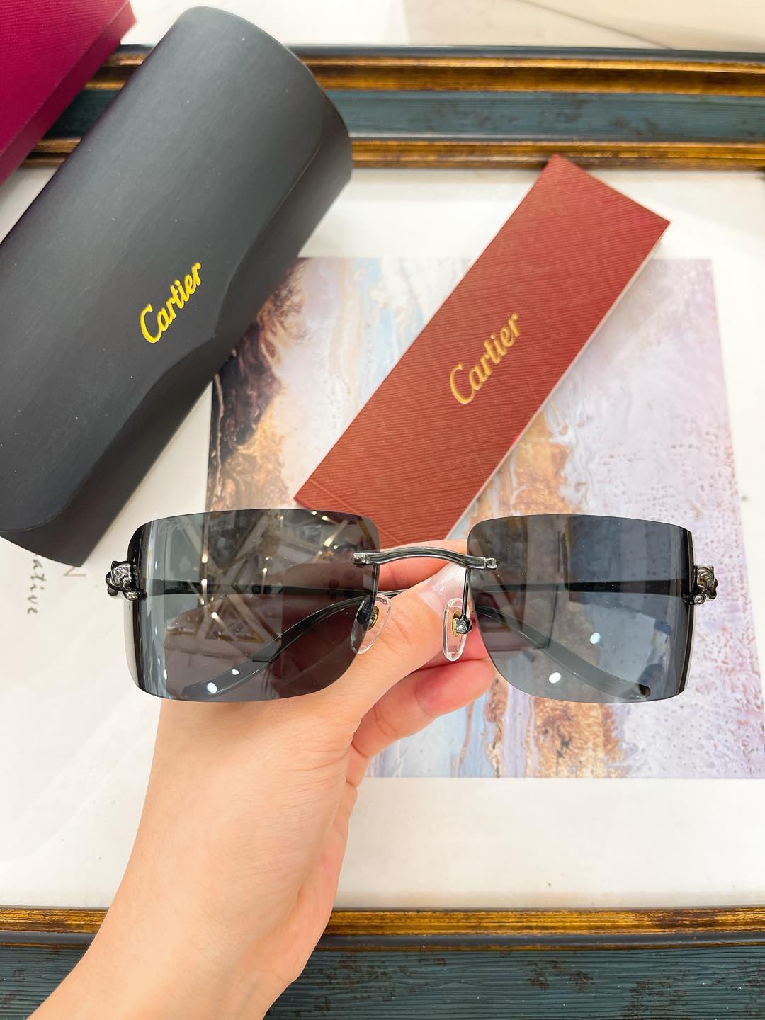 Cartier CT0635S Rimless Rectangular Sunglasses