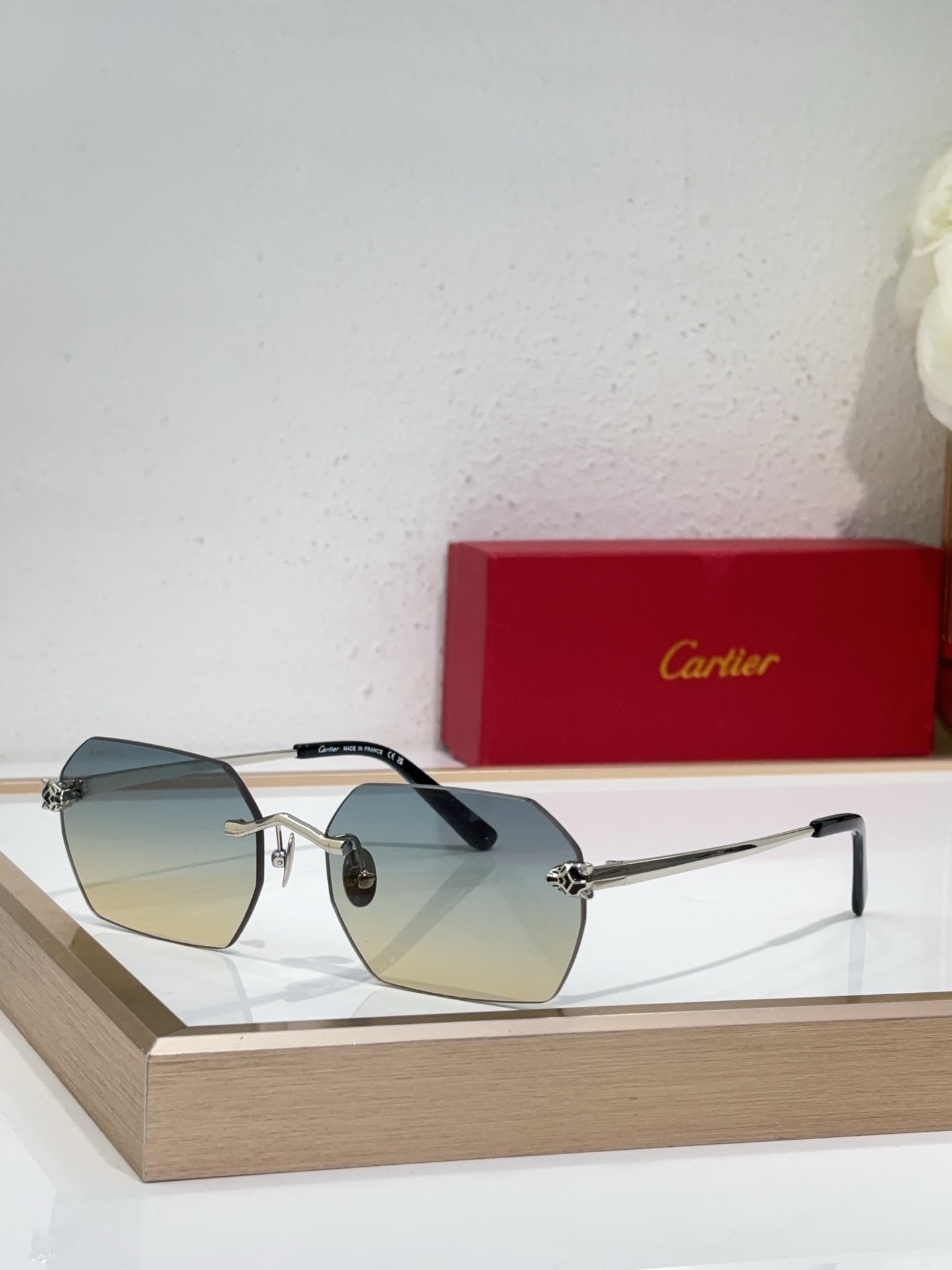 Cartier CT0633S Rimless Irregular - Shaped Sunglasses