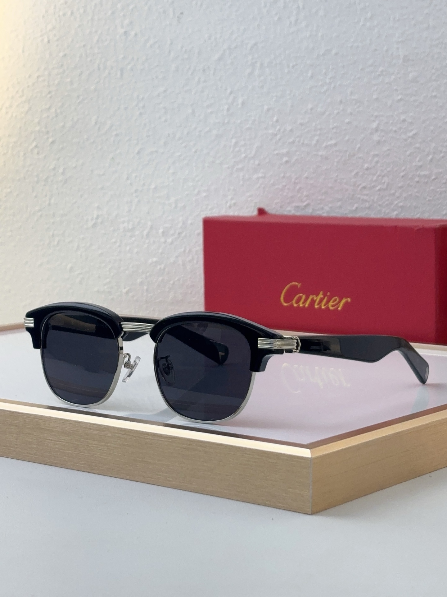Cartier CT0625S Clubmaster - Style Semi - Rimless Sunglasses