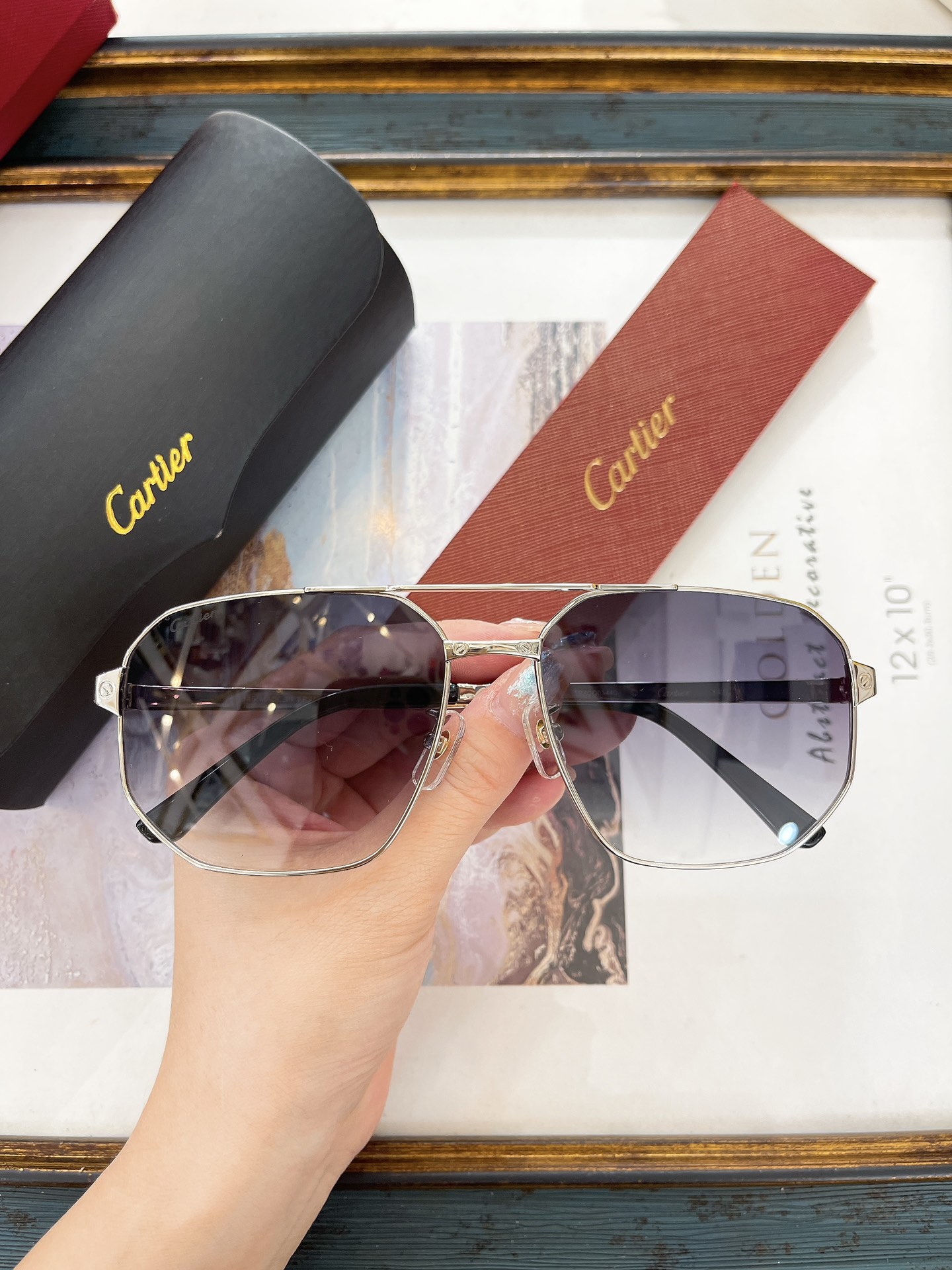 Cartier CT0462S Geometric Aviator Sunglasses