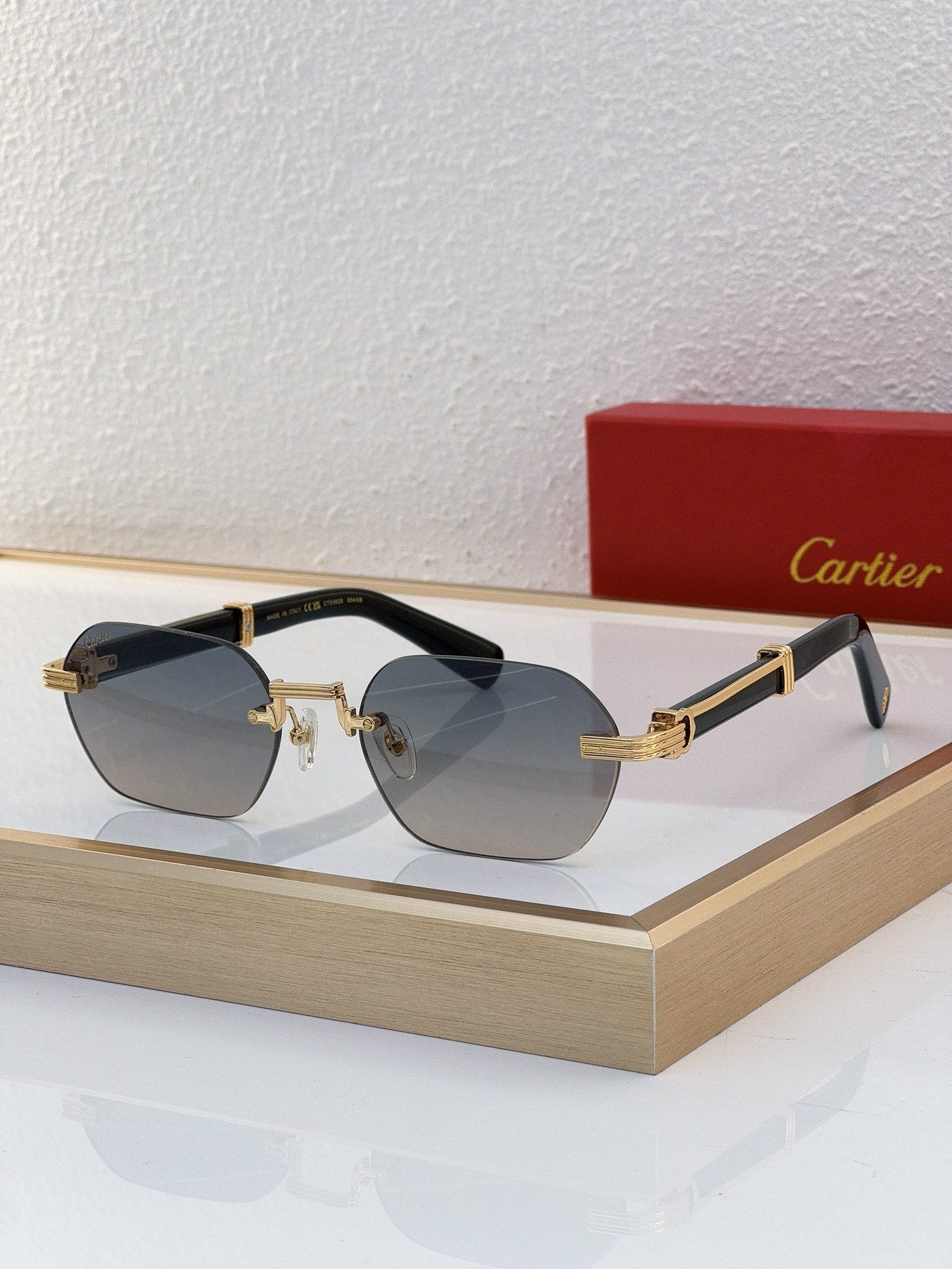 Cartier CT0362S Gold & Red Oval Sunglasses