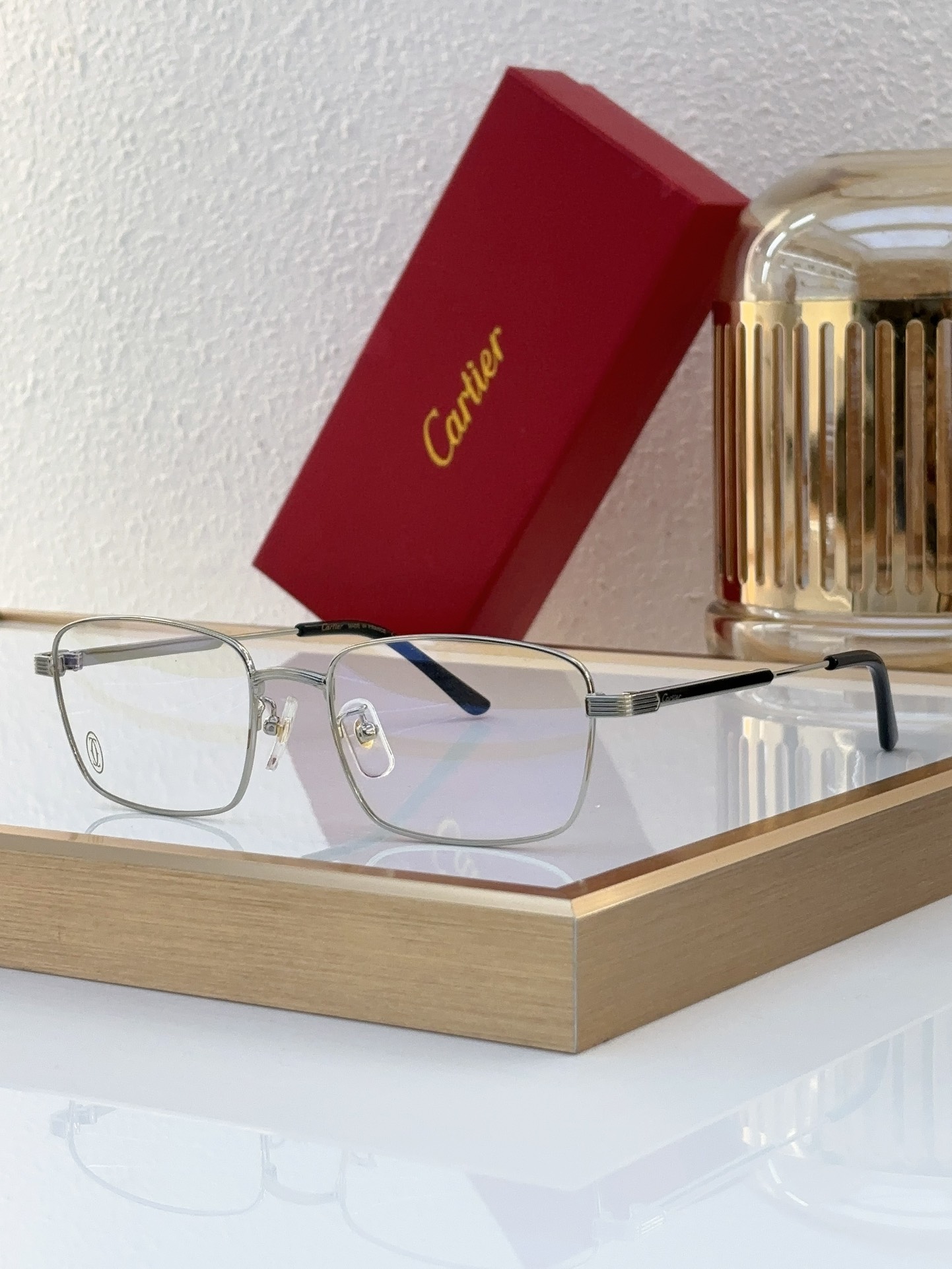 Cartier CT0347O Gold & Black Thin Metal Optical Glasses
