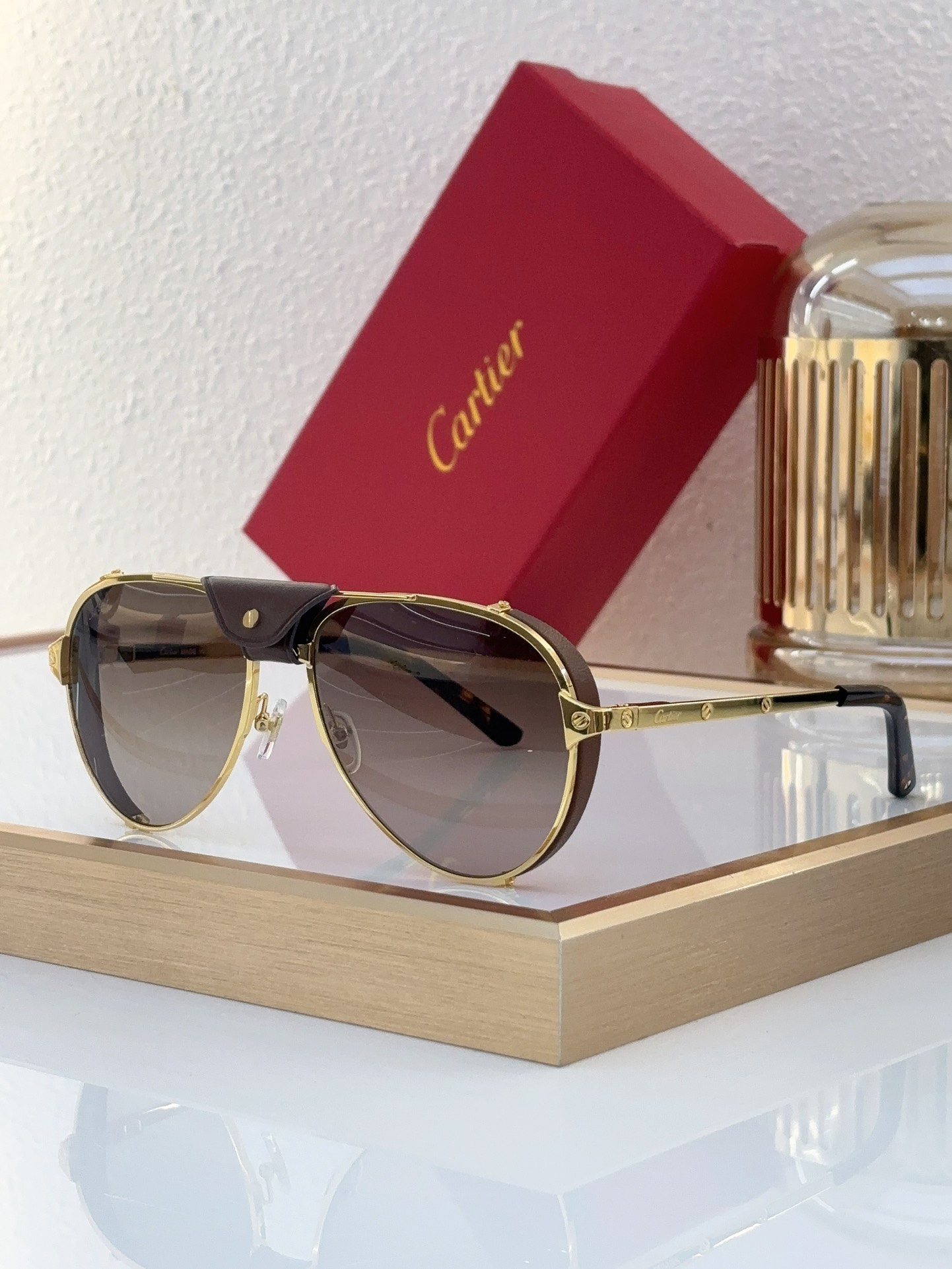 Cartier CT0296S Pilot-Style Detachable Visor Sunglasses