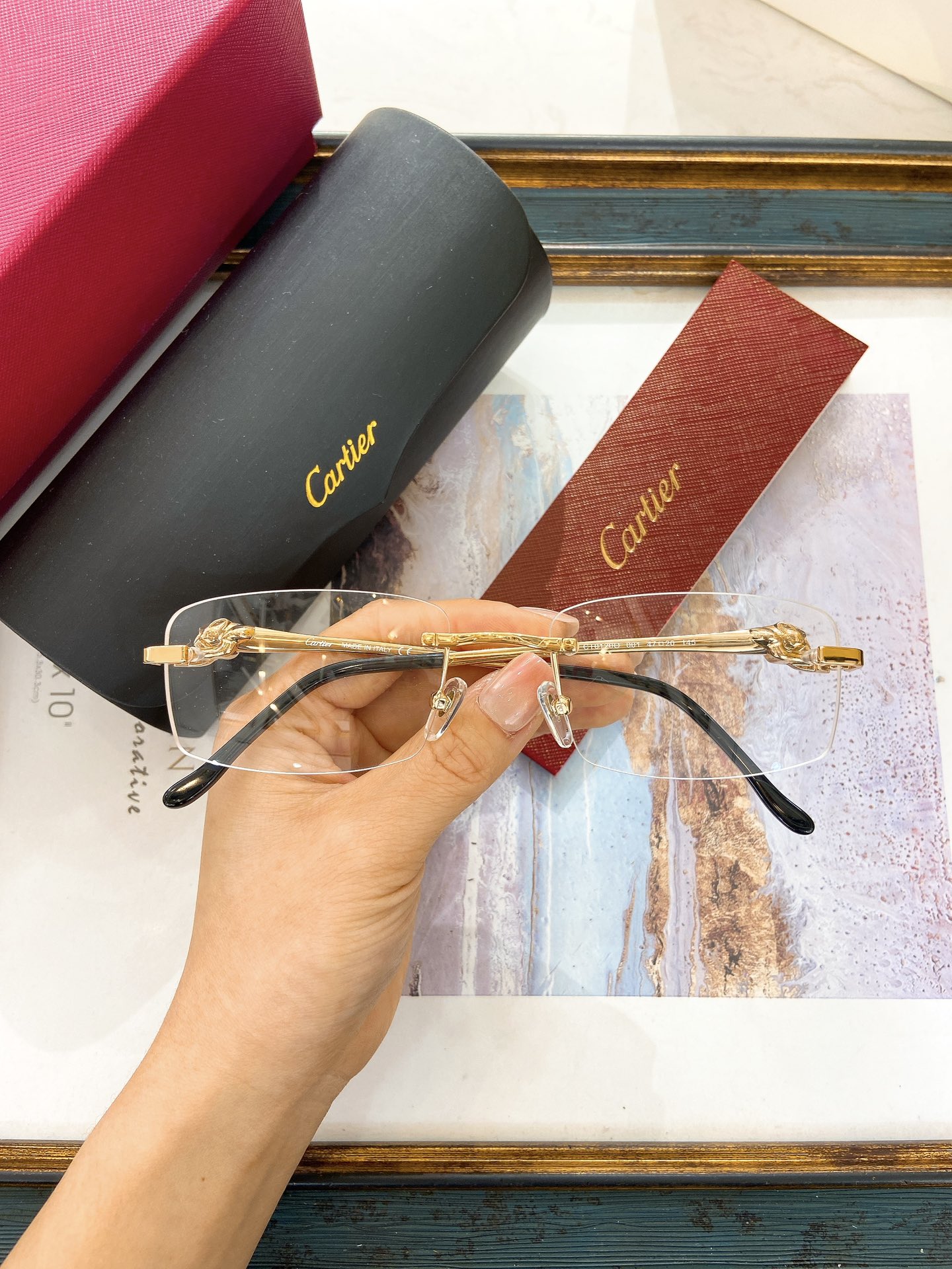 Cartier CT0120O Rimless Rectangular Eyeglasses