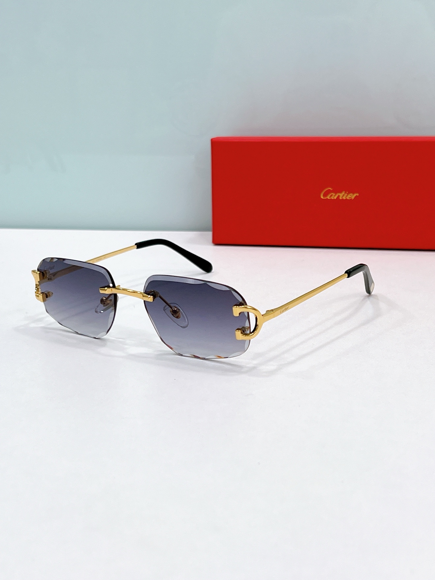 Cartier CT0092S Rectangular Rimless Sunglasses