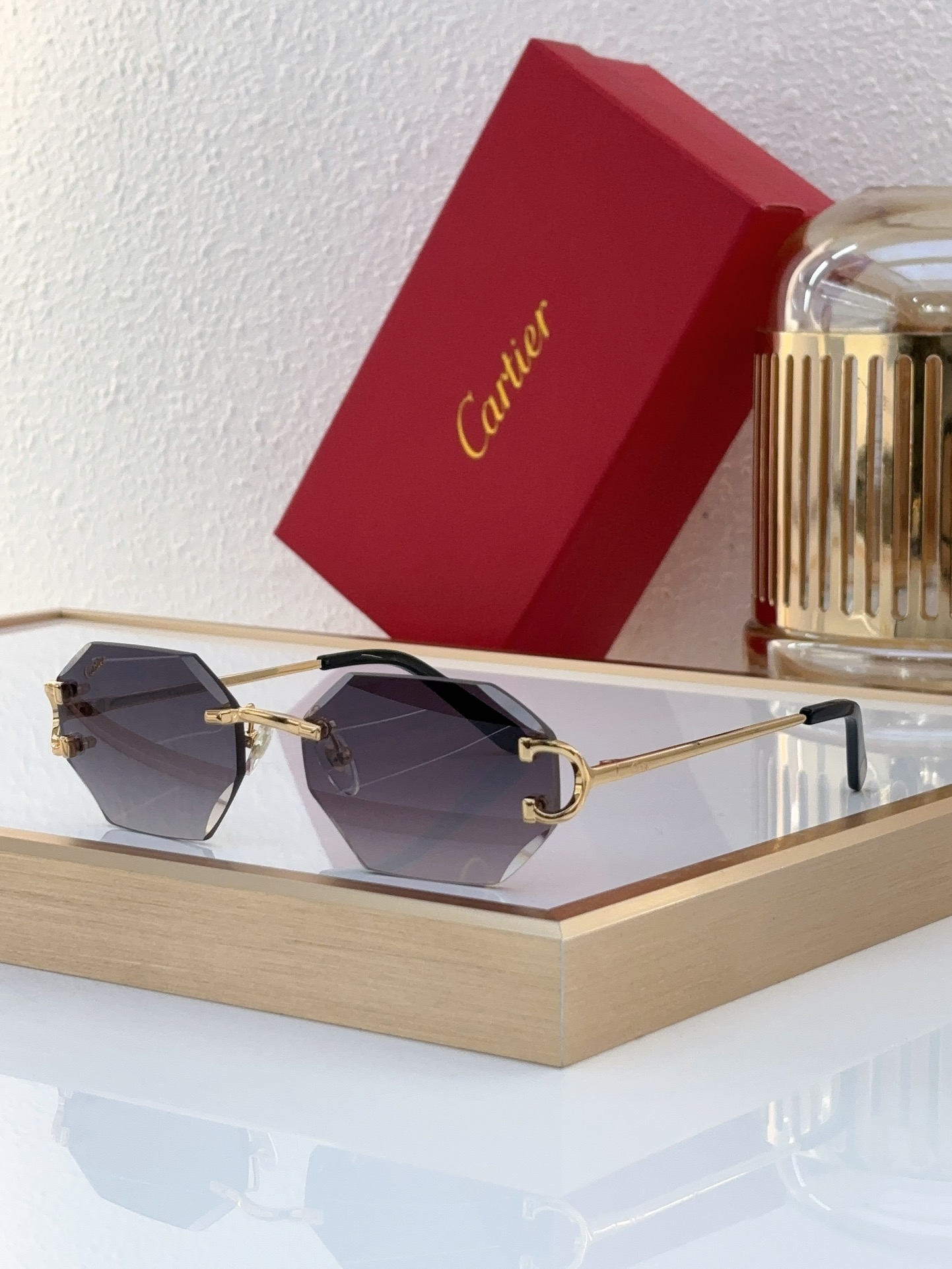 Cartier CT0092O Octagonal Rimless Sunglasses