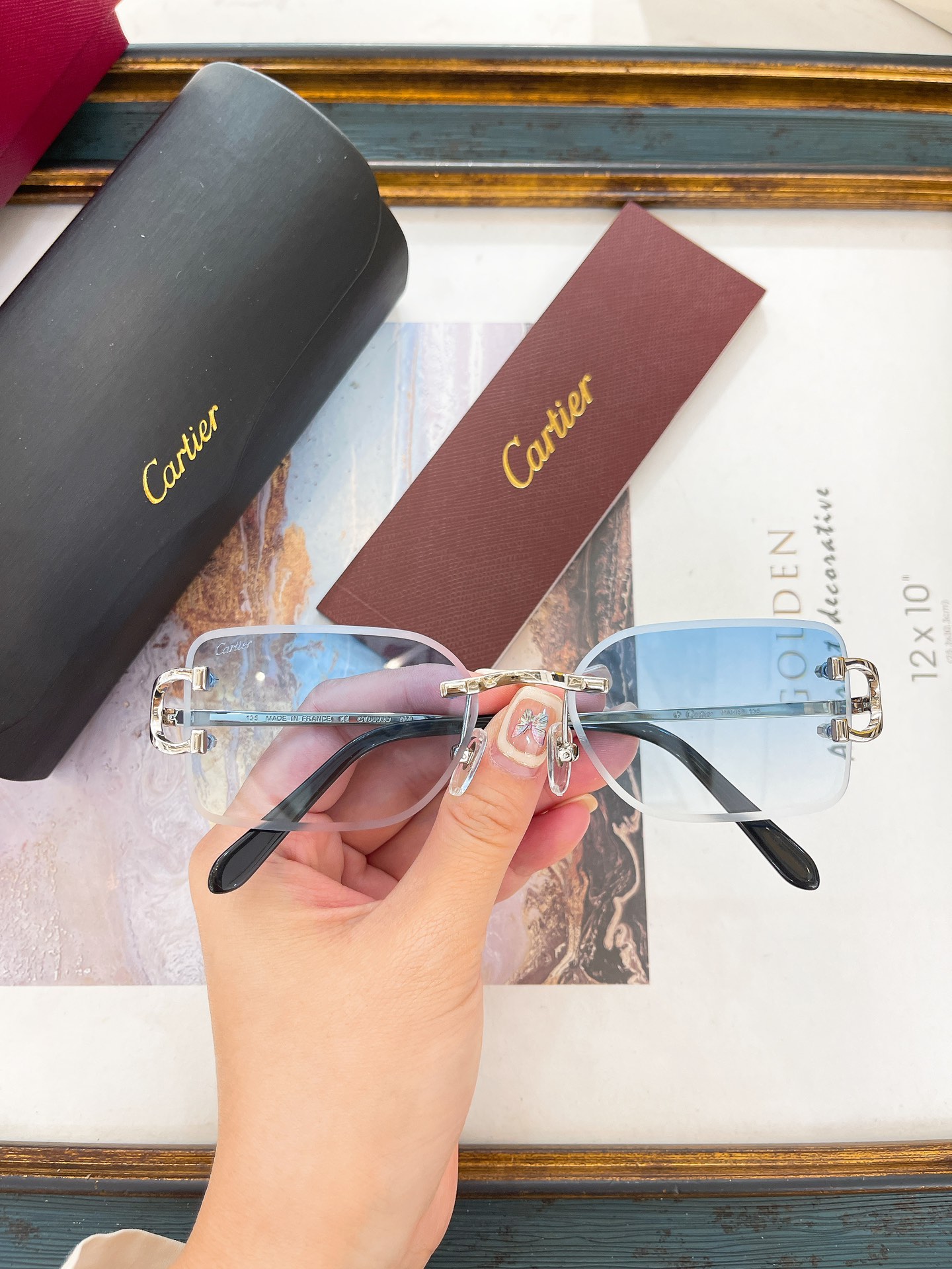 Cartier CT0092O Rectangular Rimless Sunglasses