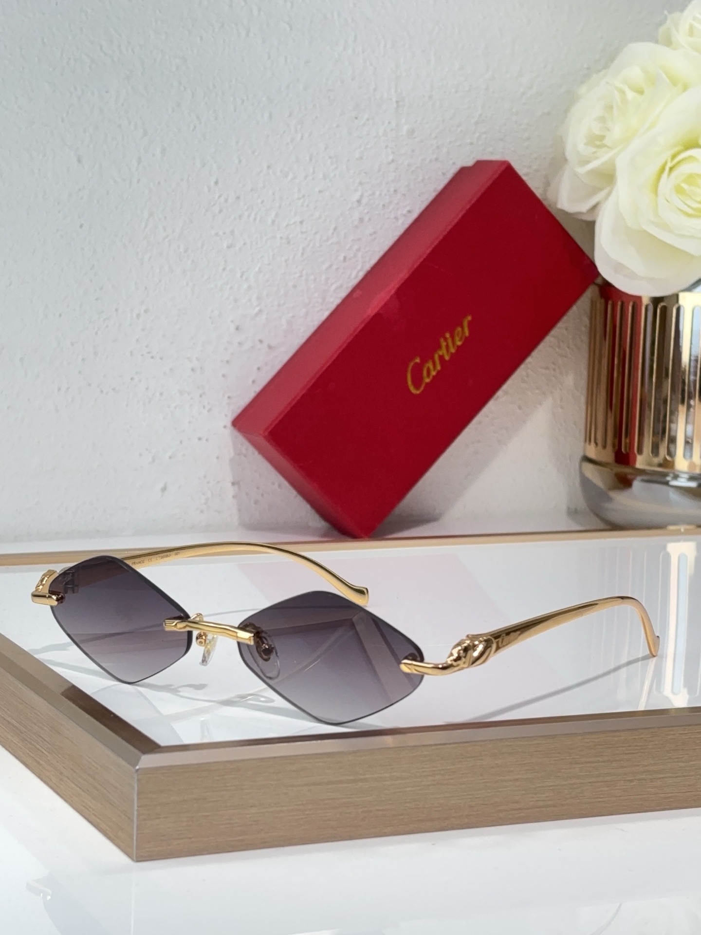 Cartier CT0058O Gradient Tint Rimless Sunglasses