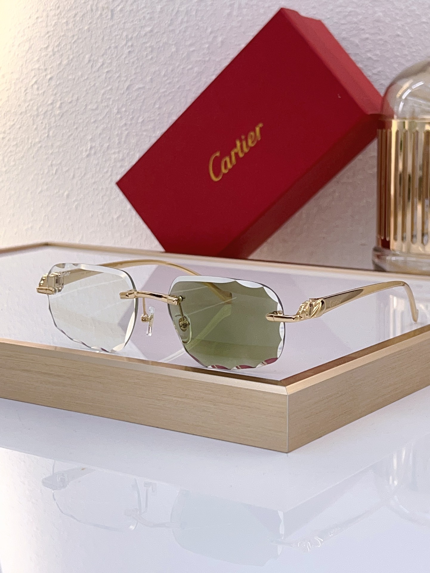 Cartier CT0058O Premier de Cartier Geometric Rimless Sunglasses