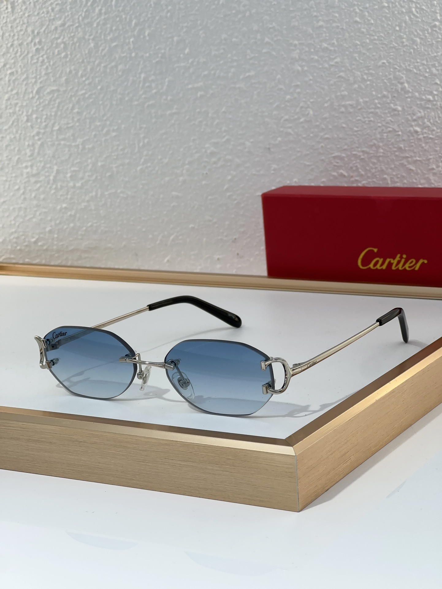 Cartier CT0029 Rimless Geometric Sunglasses
