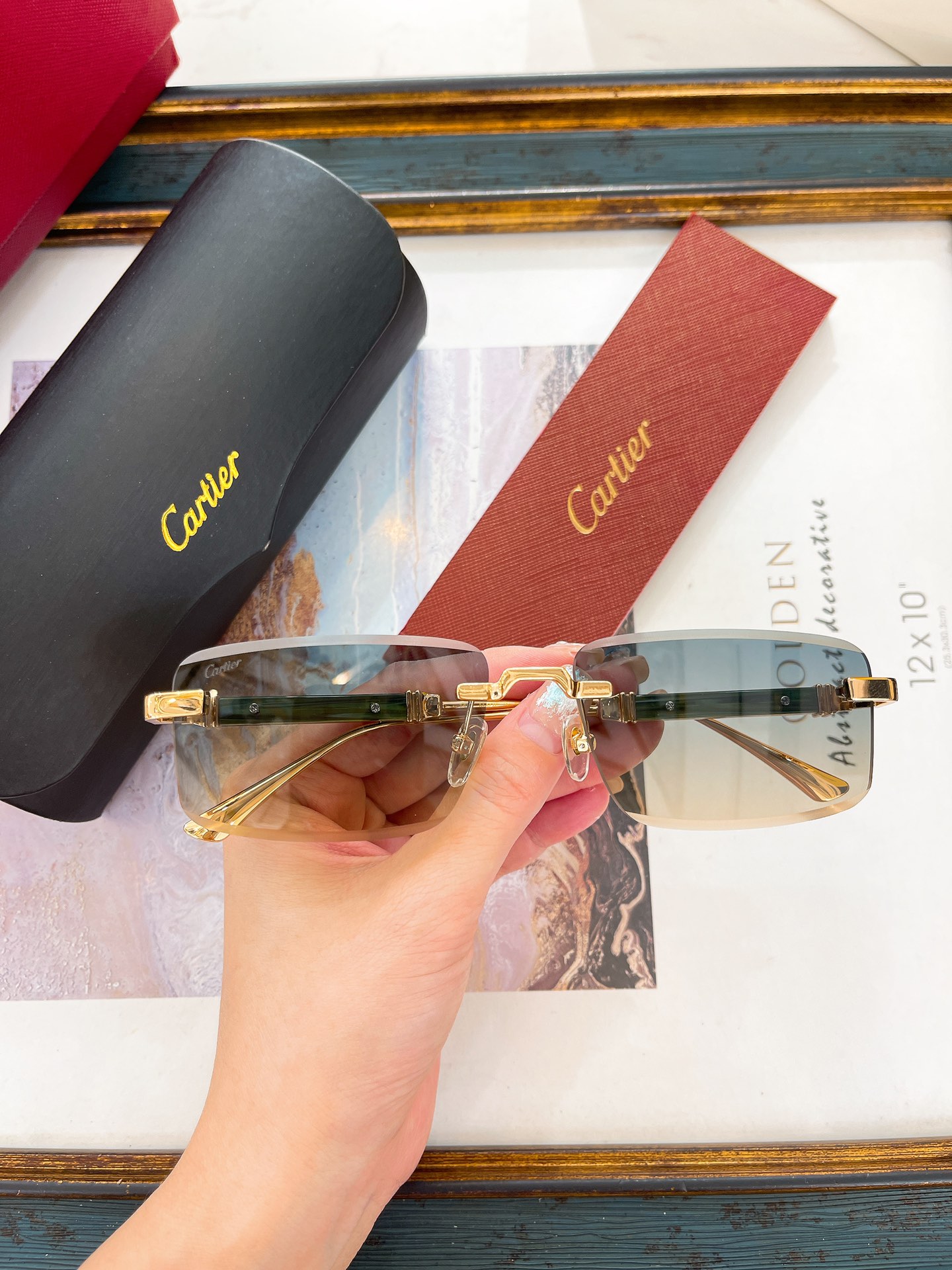 Cartier CT0630S Rimless Square Visor Sunglasses