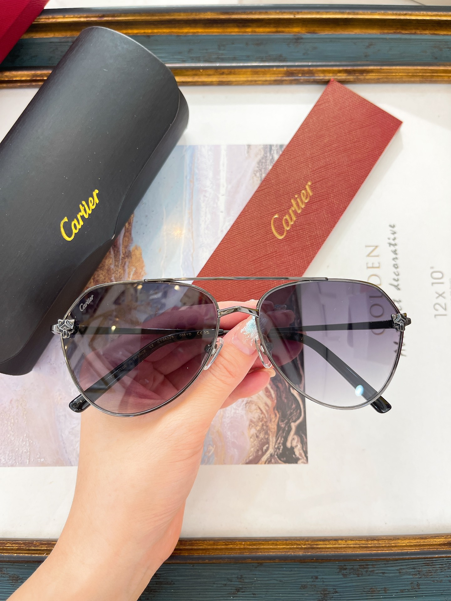 Cartier CT0622S Gold-Toned Aviator Sunglasses