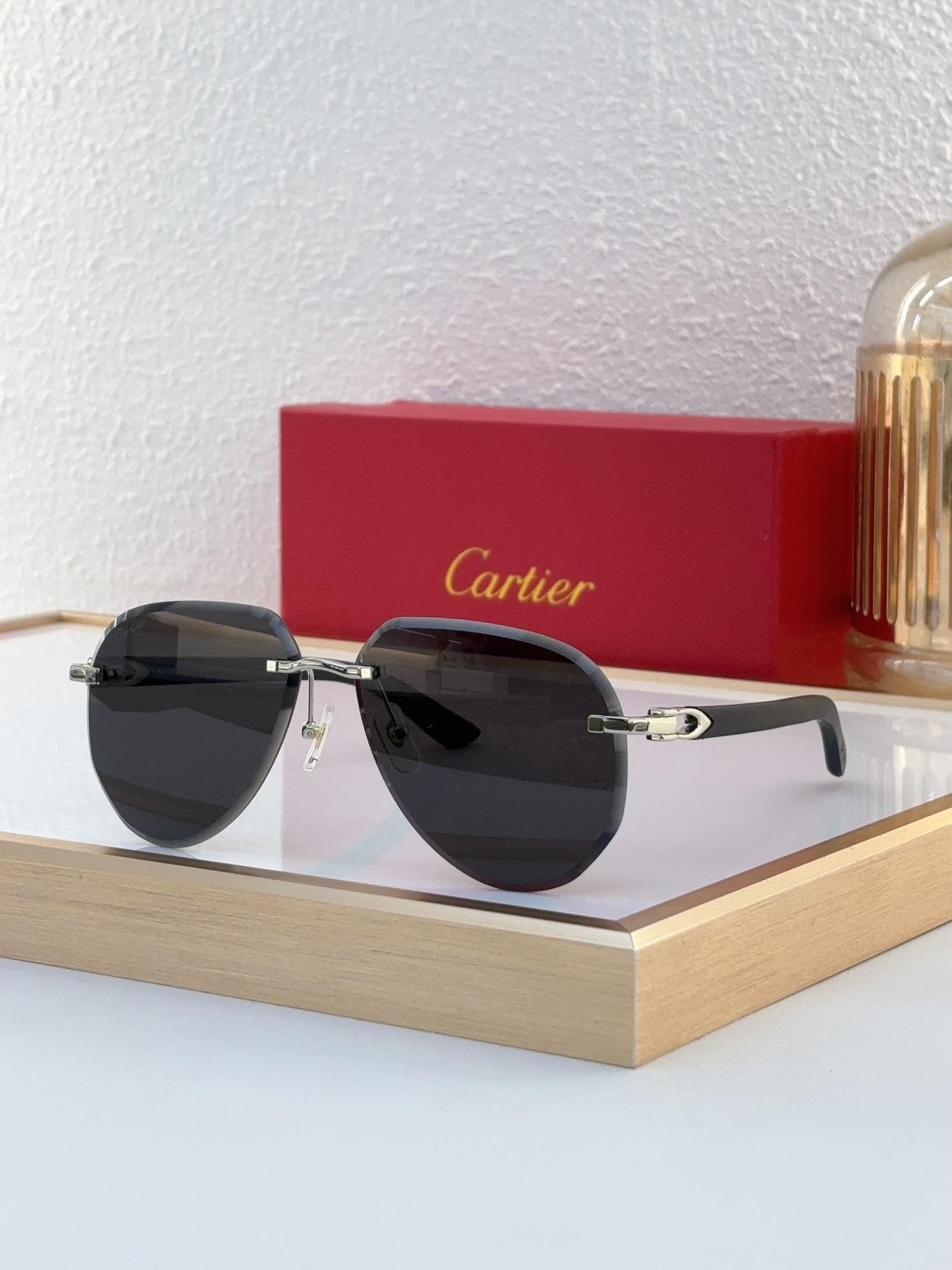 Cartier CT0330S Rimless Pilot Sunglasses