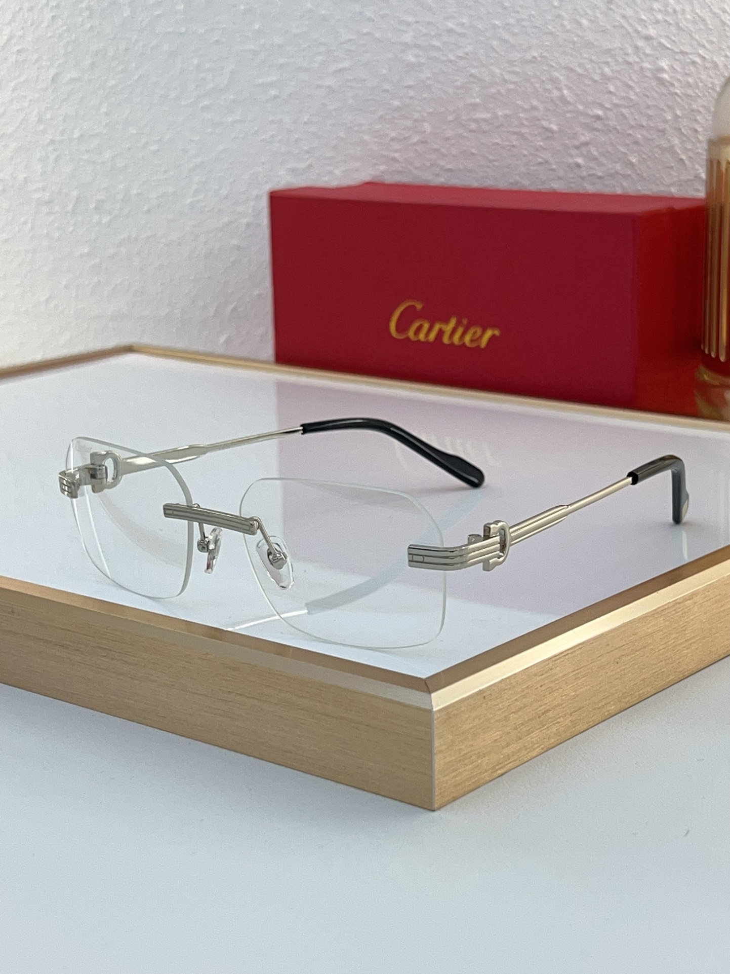 Cartier CT0271S Godron-Temple Rimless Optical Glasses