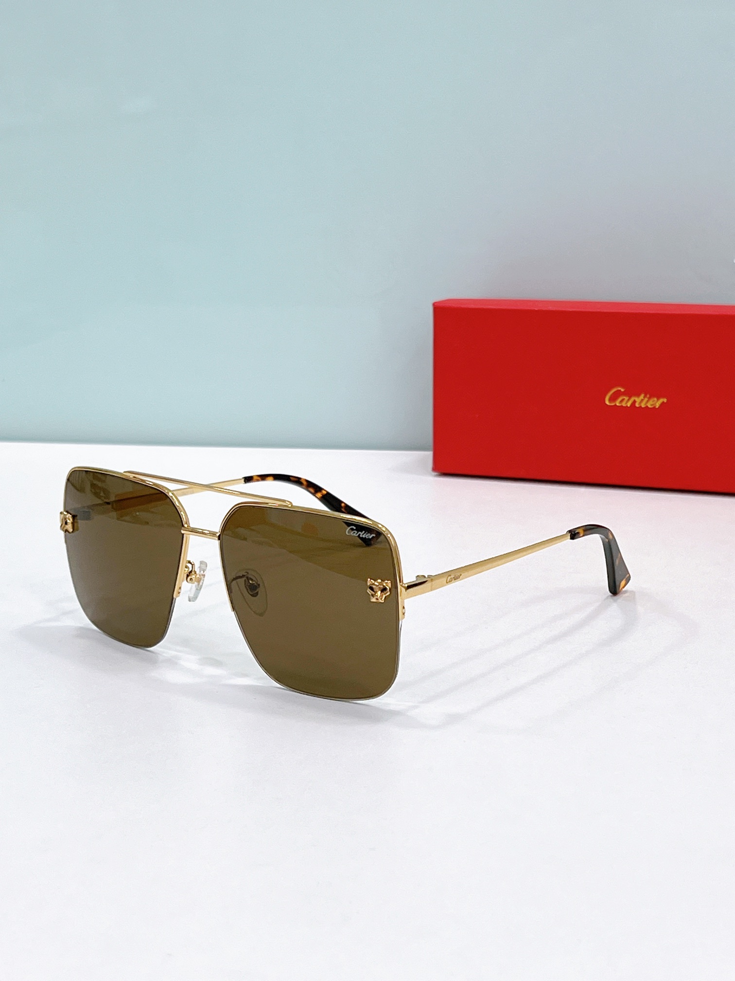 Cartier CT0244S Panther-Emblem Square Sunglasses