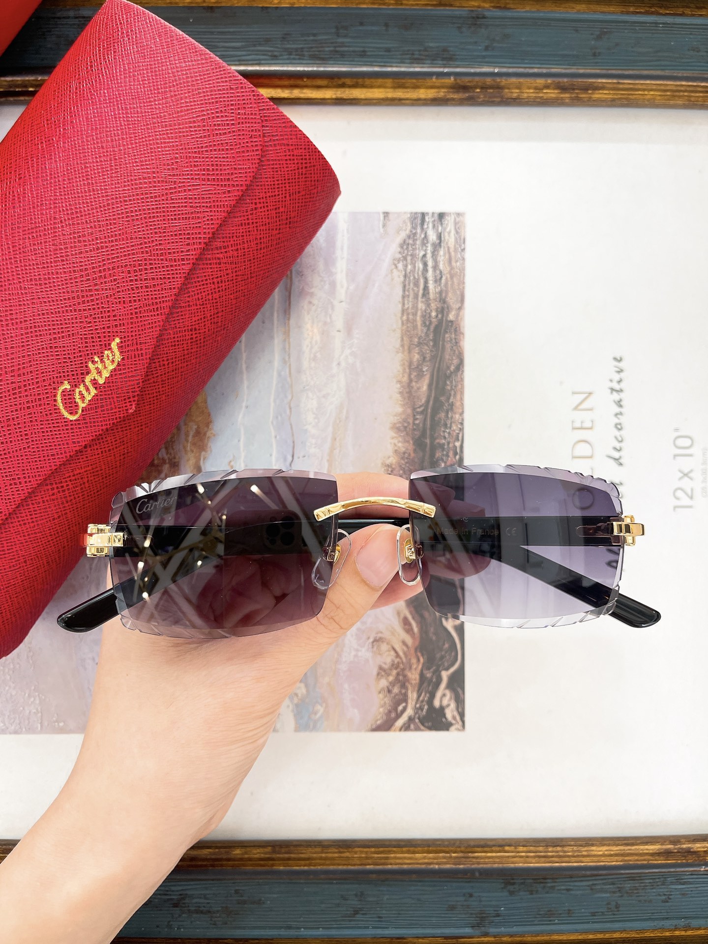 Cartier CT0243S Sculpted-Bridge Rimless Gradient Sunglasses