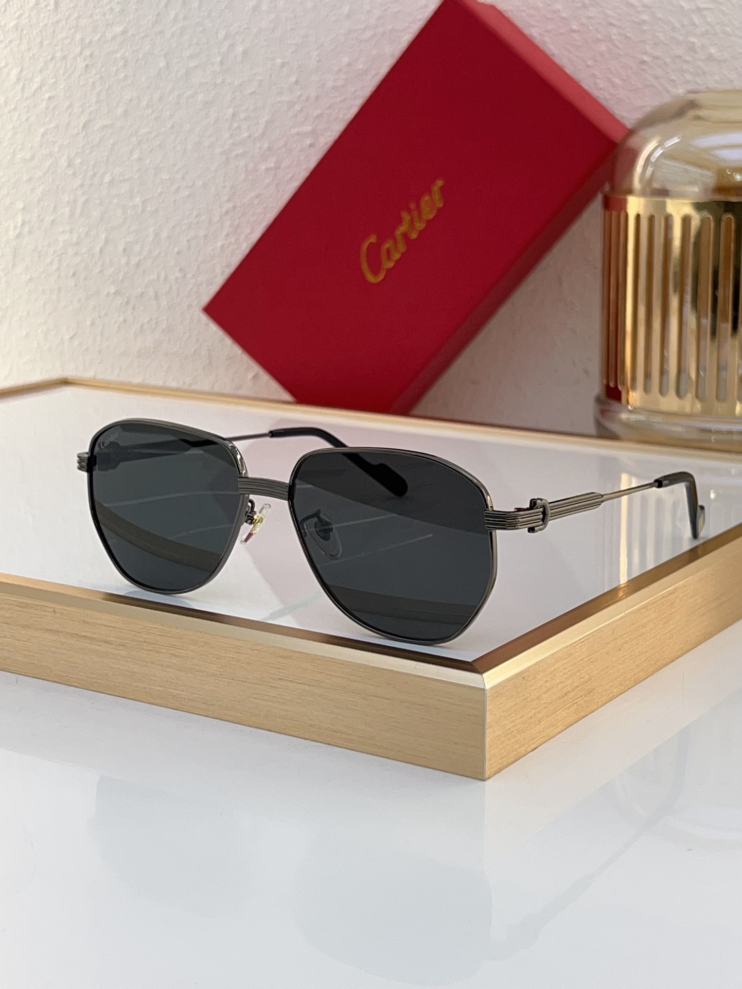 Cartier CT0228S Gold-Hex Rimmed Sunglasses