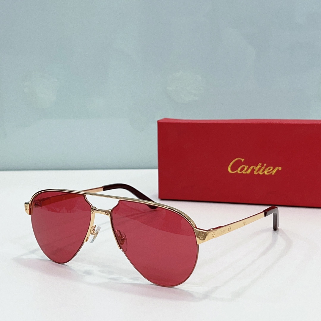 Cartier CT0386S Gold-Plated Pilot Sunglasses