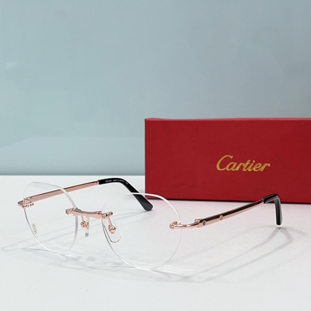 Cartier CT0045O Gold-Finish Rimless Round Optical Glasses
