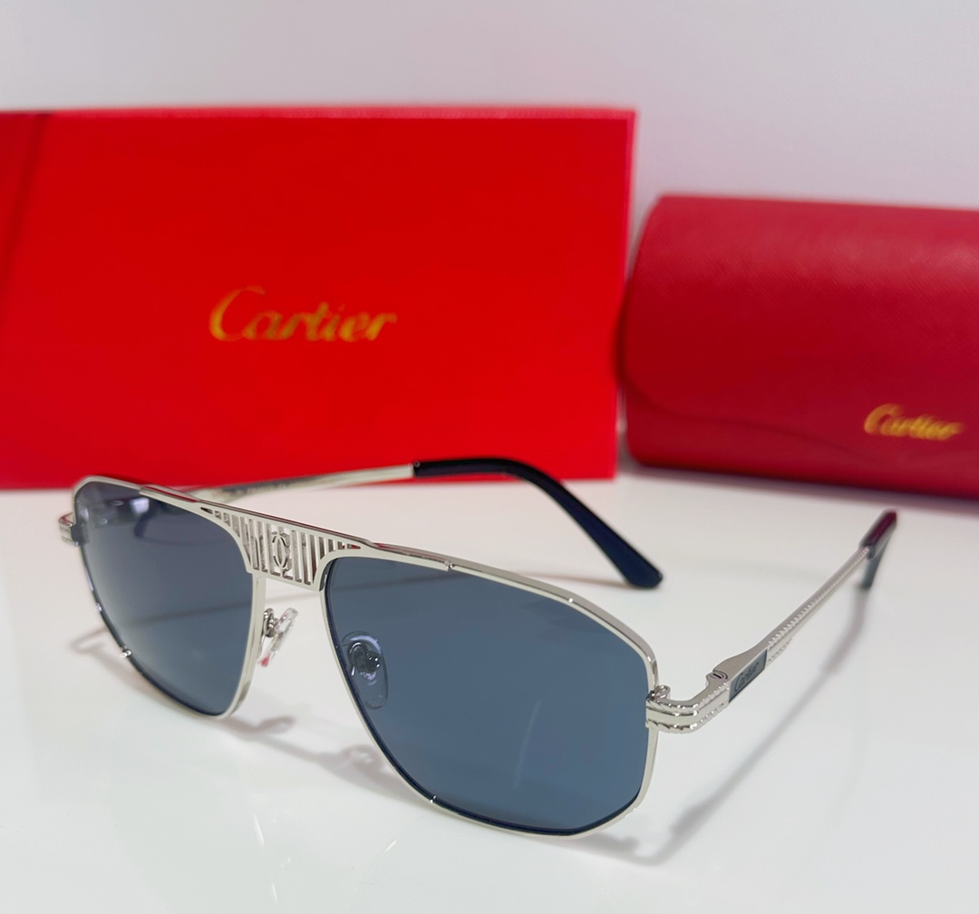 Cartier CT0208S Godron-Filigree Pilot Sunglasses