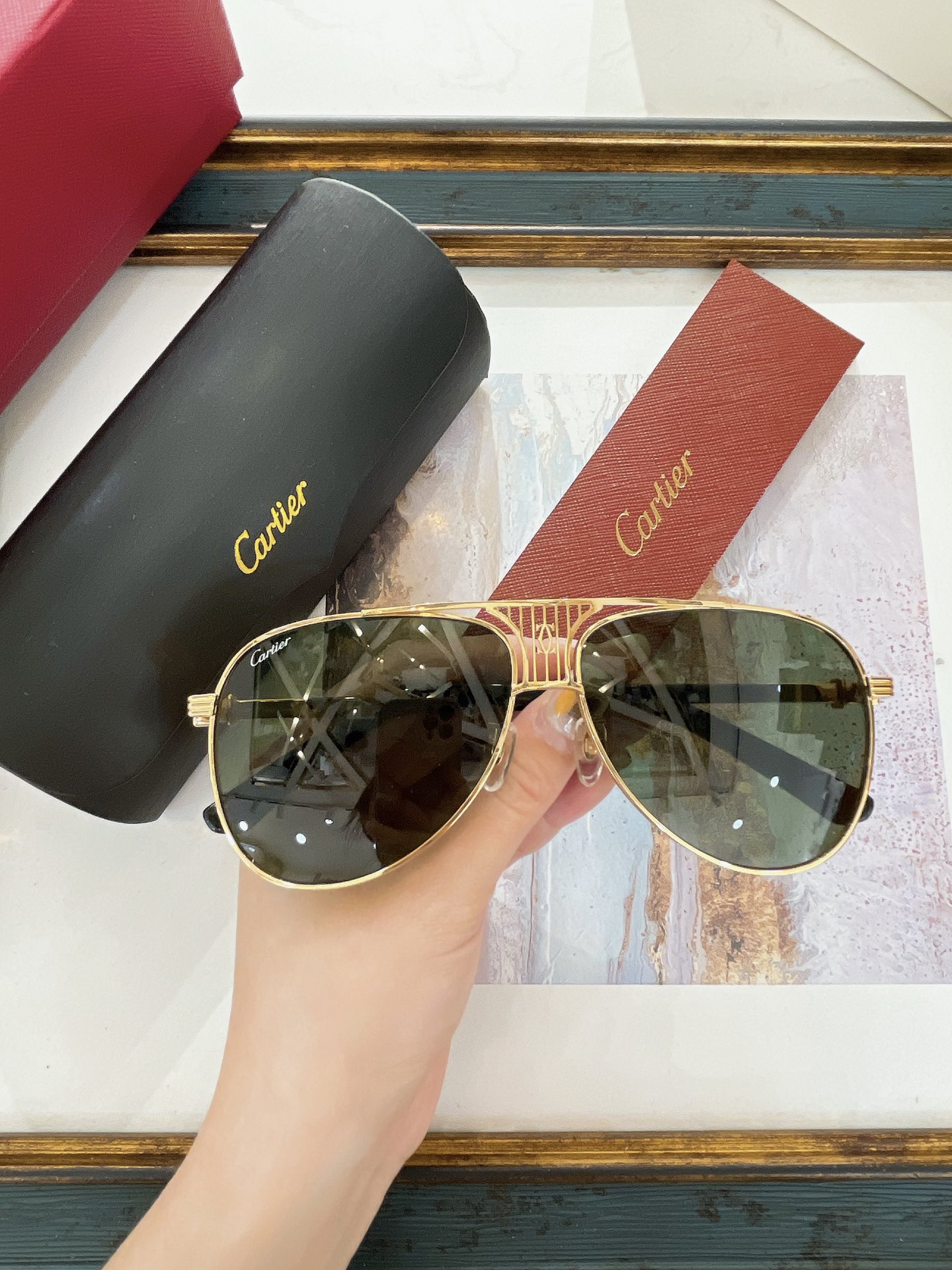 Cartier CT0616S Rimless Hexagonal Sunglasses