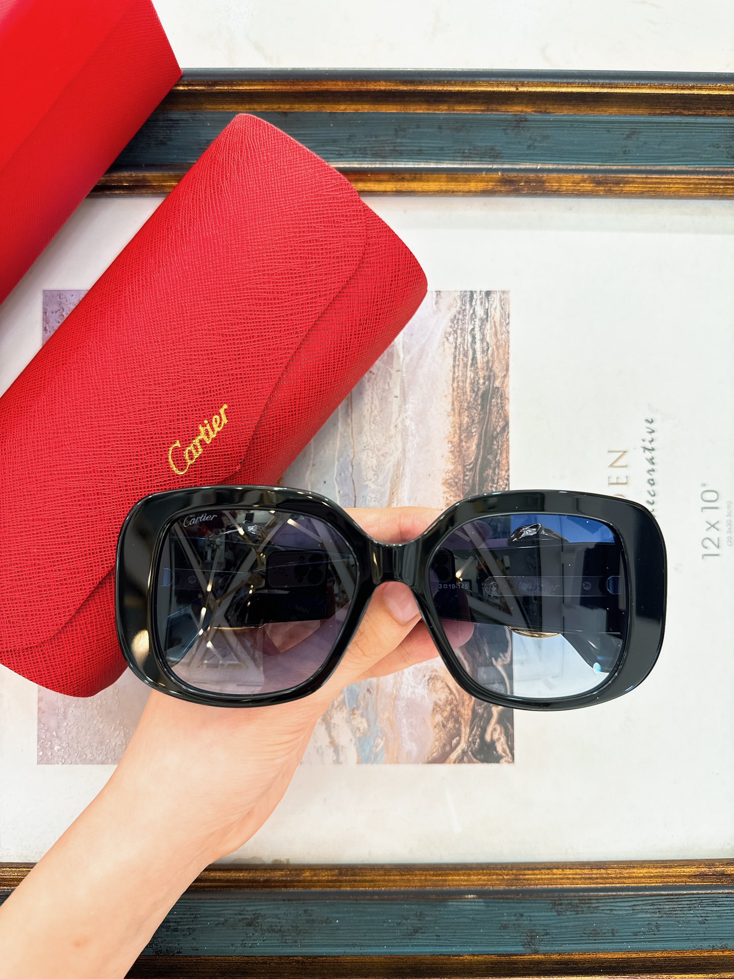 Cartier CT0471S Oversized Black Square Sunglasses