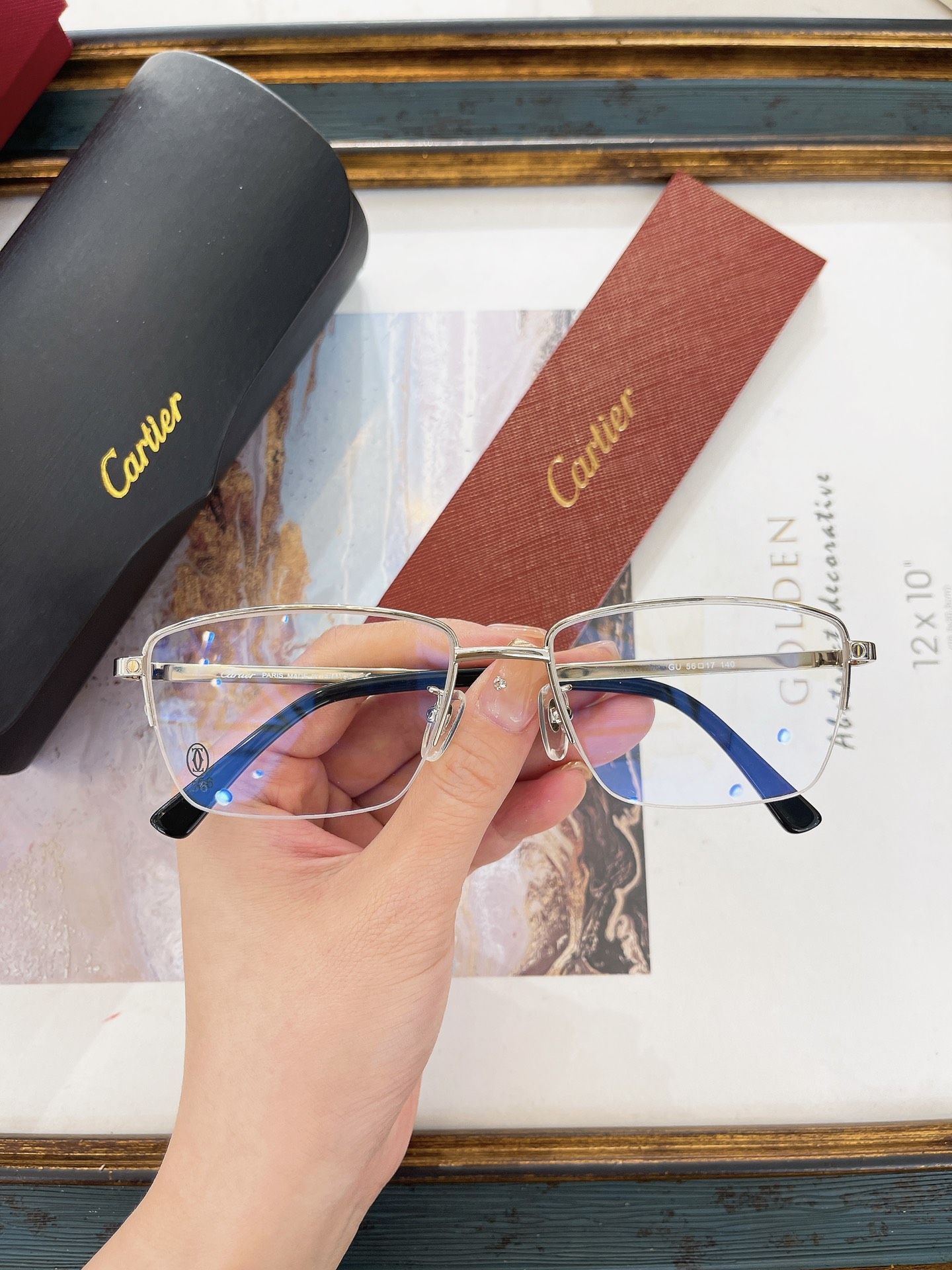 Cartier Classic Rectangular Semi-Rim Optical Glasses
